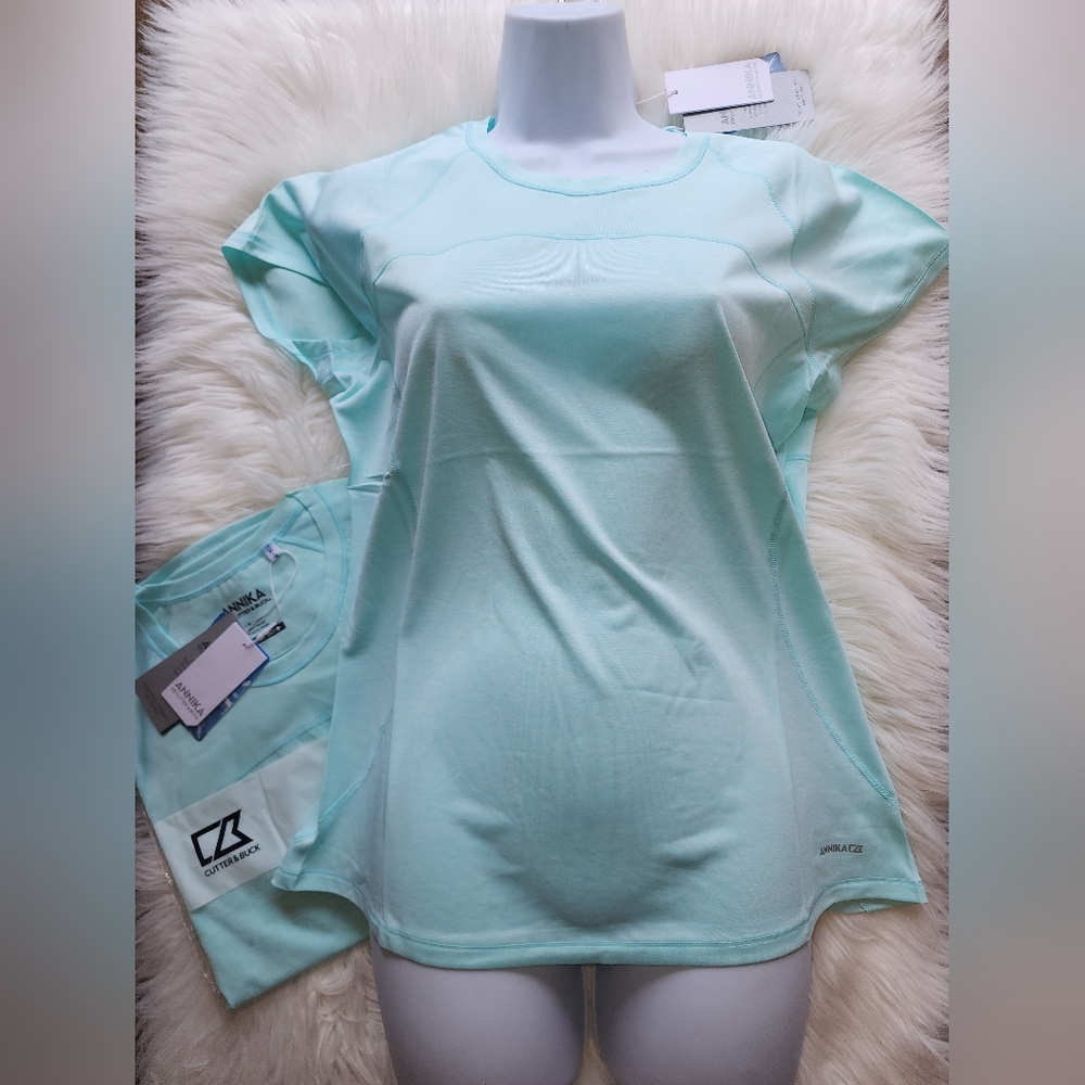 Cutter & Buck light blue upf 50+ Golf Tennis Polo womens size medium new in pack